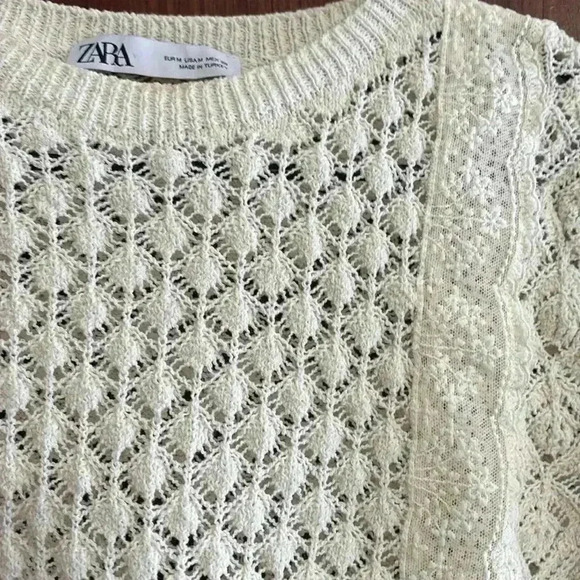 Zara Fringe Bottom Cream Top Size Med - Picture 7 of 8